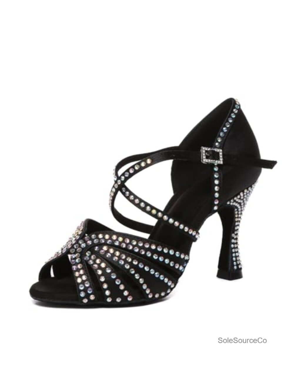 Women's Kitten Heel Dance Shoes Rhinestone Satin Wedding Evening Sandals
